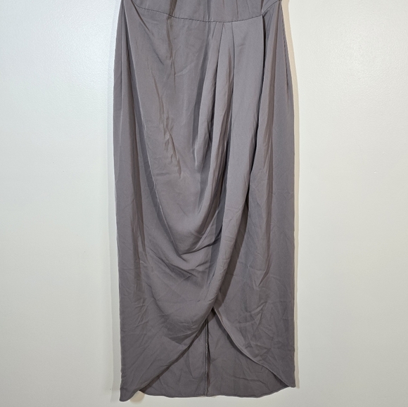 Shona Joy Core High Neck Tulip Drape Maxi Halter Dress Gray 10 - Picture 4 of 8